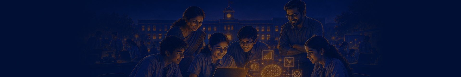 Students collaborating with AI